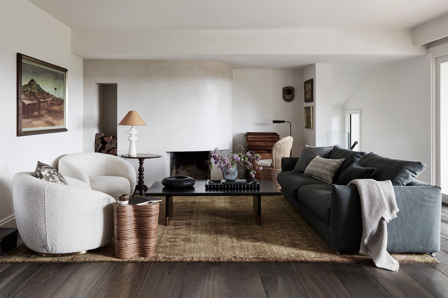 A welcoming living room with a clean aesthetic and plush furnishings